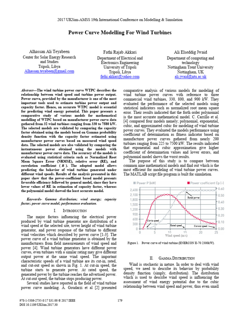 Wind Turbine Power Curve Modeling | PDF | Wind Turbine | Mathematical Model