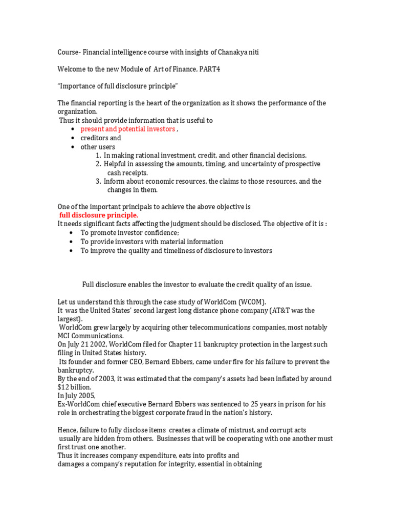 Financial Intelligence: Full Disclosure Insights | PDF | Business ...