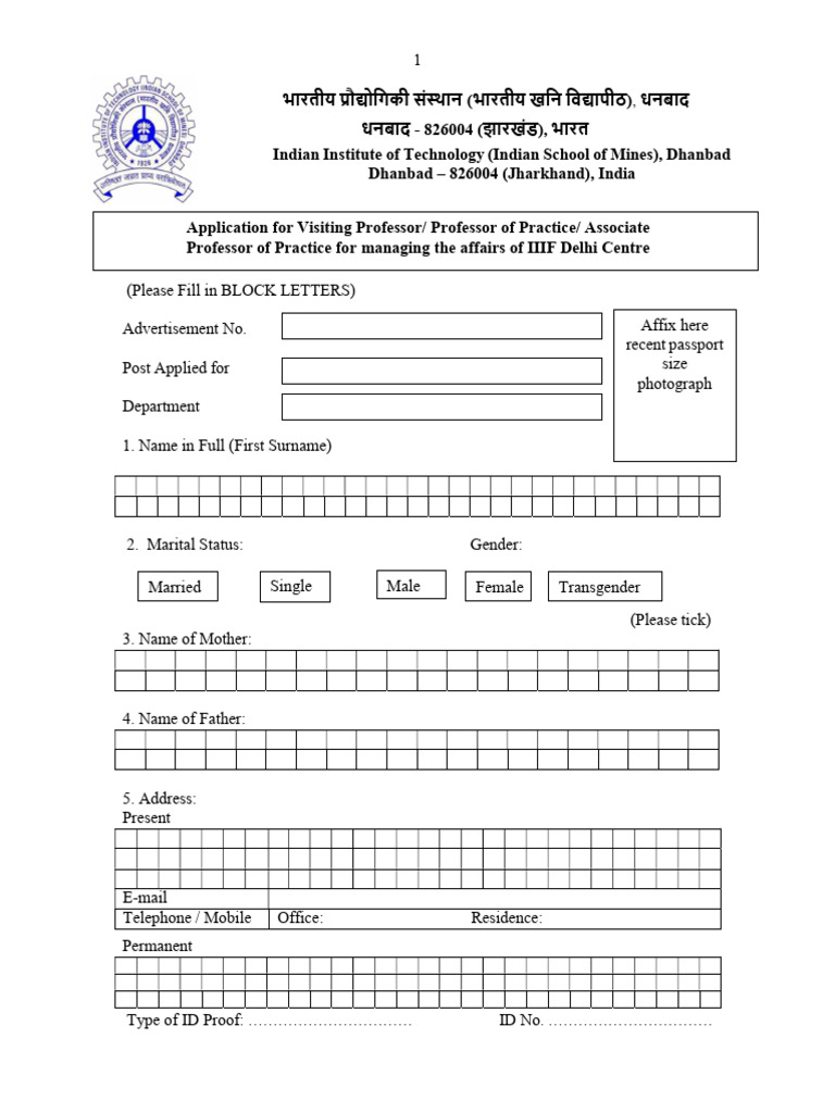 Application for IIIF Delhi Professorship | PDF | Doctor Of Philosophy