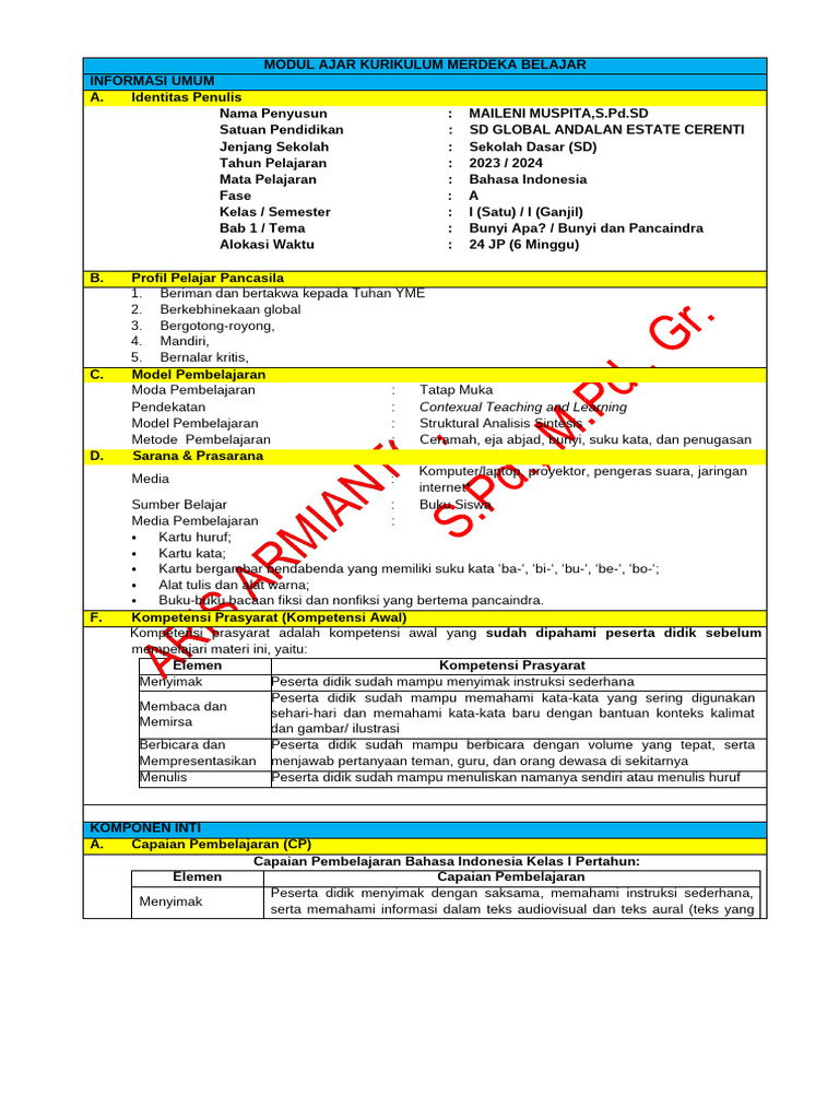 Modul Ajar Kurikulum Merdeka SD | PDF