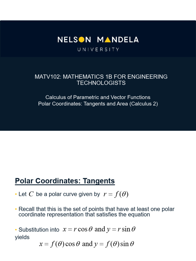 Polar Coordinates: Tangents & Area | PDF | Tangent | Coordinate System