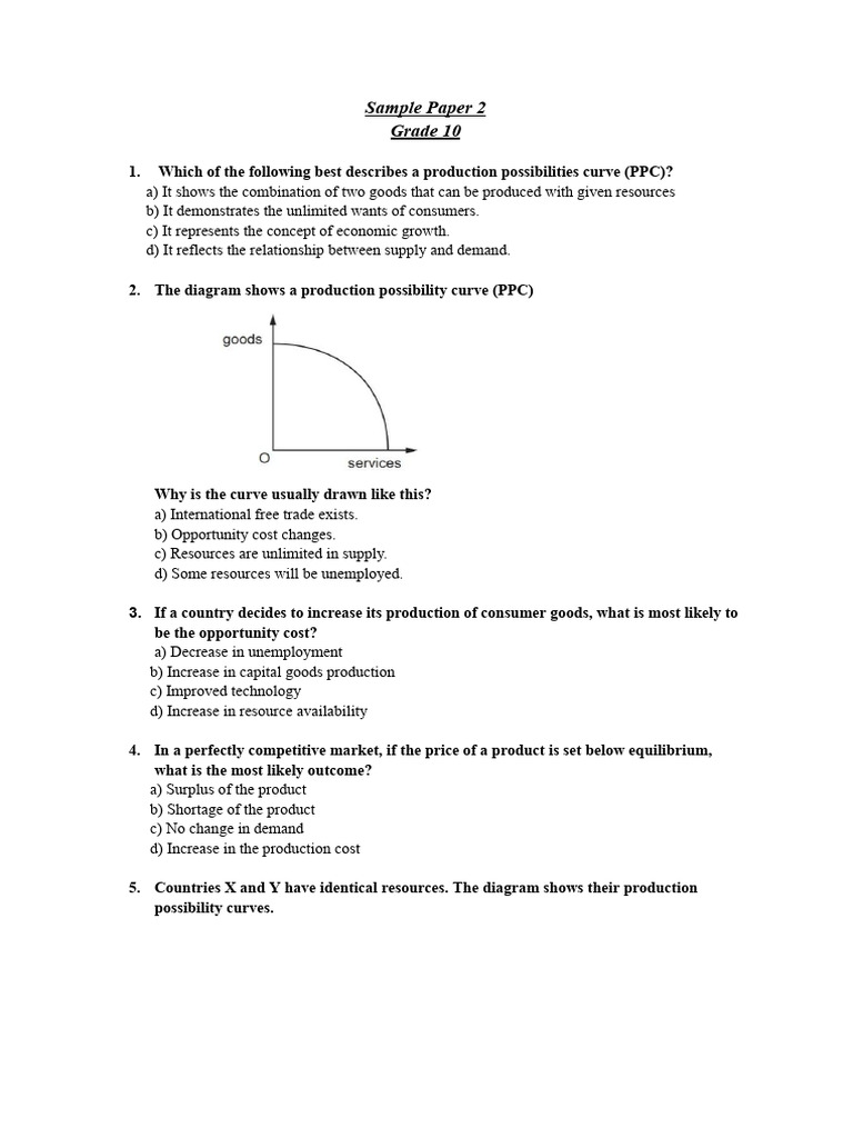Grade 10 Economics Practice Questions | PDF | Demand | Elasticity ...