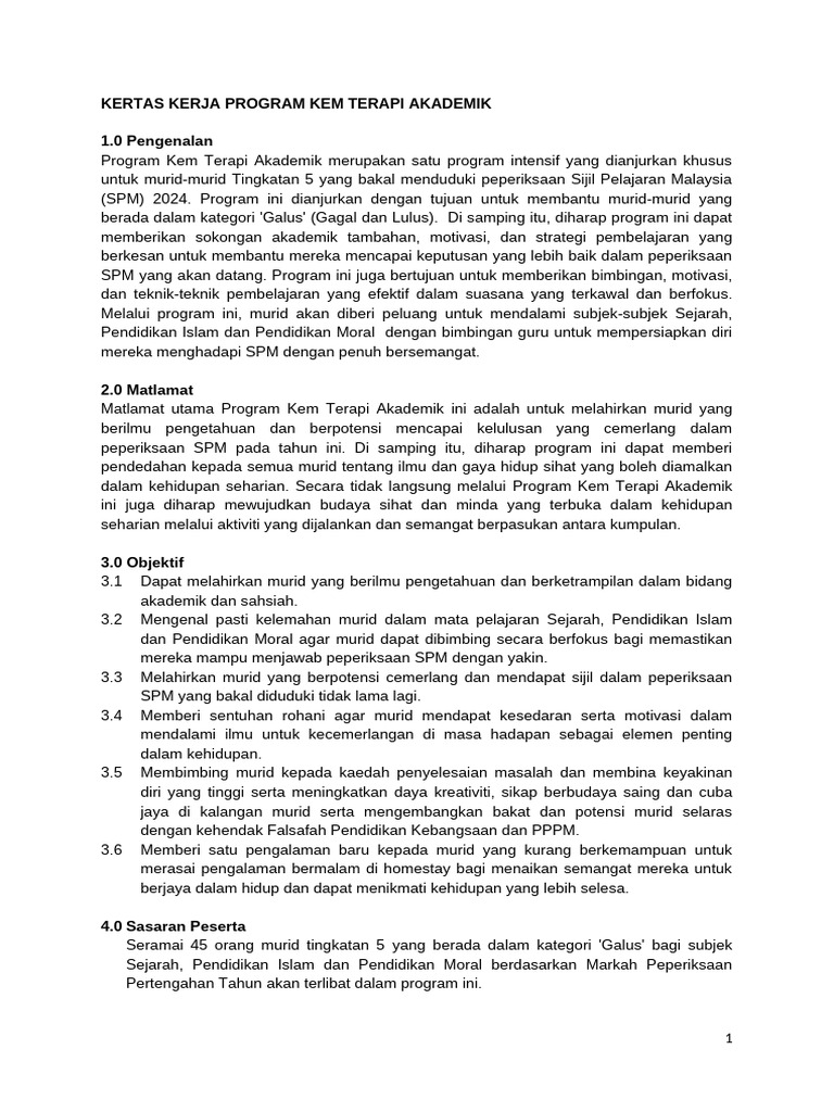 Program Kem Terapi Akademik SPM 2024 | PDF