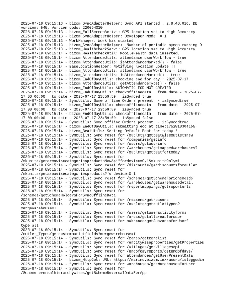 Bizom Sync API Log Analysis | PDF | System Software | Computer Architecture
