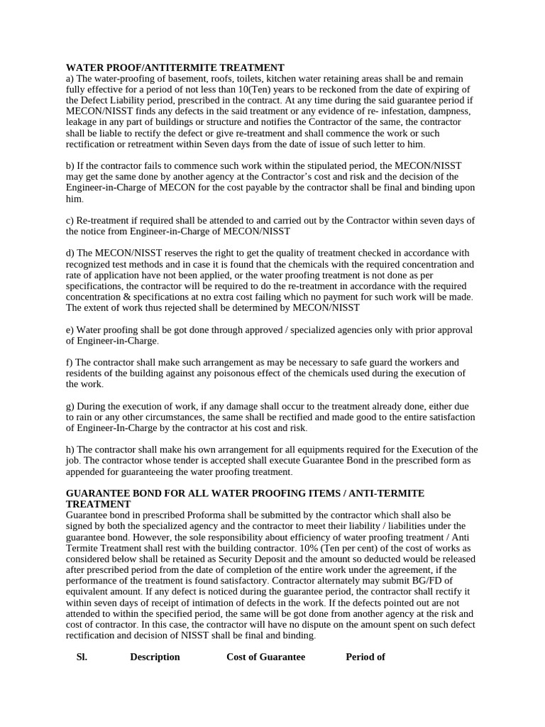 Guarantee Bond For Waterproofing and Att | PDF | Surety | Guarantee