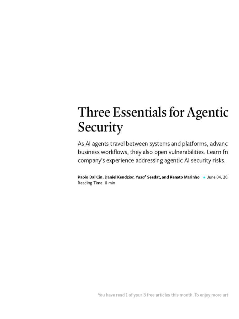 Essentials for Agentic AI Security | PDF | Artificial Intelligence ...