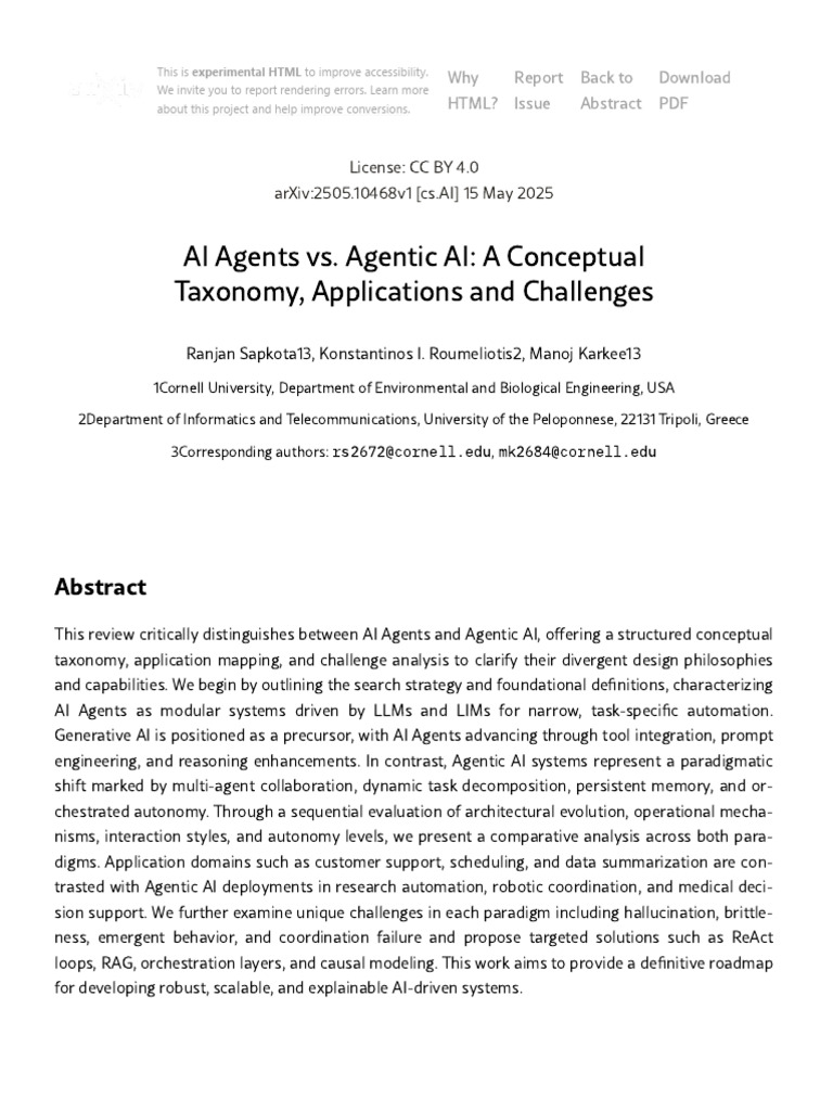 AI Agents vs. Agentic AI: A Review | PDF | Artificial Intelligence ...