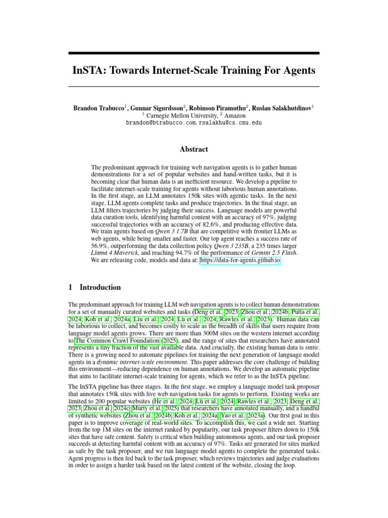 InSTA: Internet-Scale Agent Training | PDF | Computing