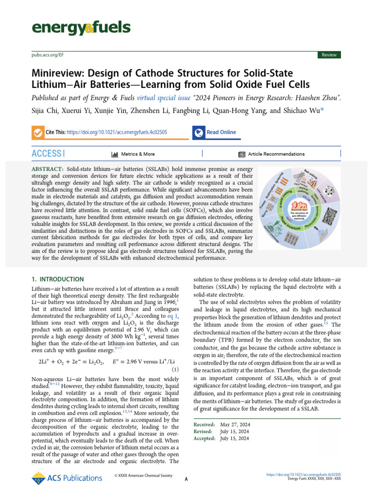 Chi Et Al 2024 Minireview Design of Cathode Structures For Solid State ...
