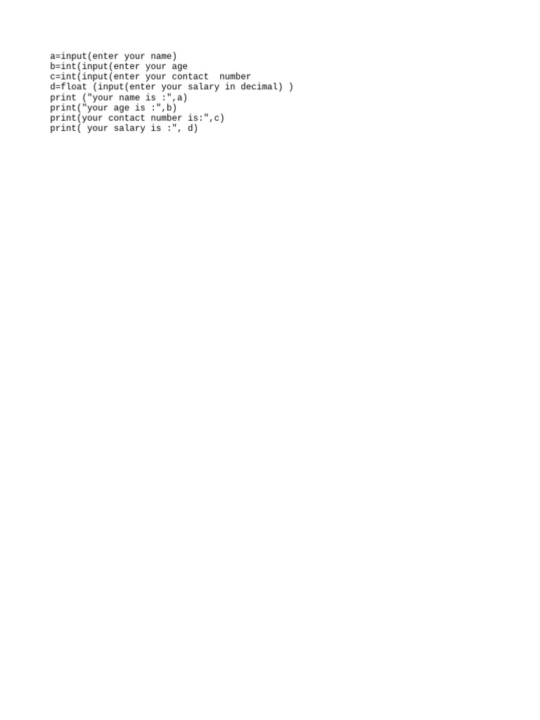Python Input and Print Example | PDF