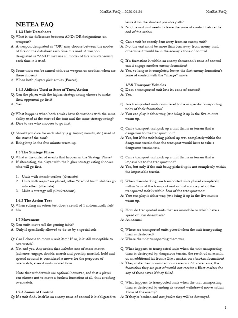 Netea Faq 2020 04 24 | PDF | Barrage (Artillery) | Infantry