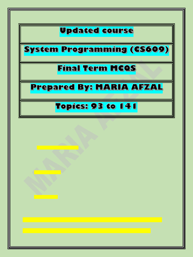 Updated Final Term MCQs by Maria Afzal Topic 93 To 140 | PDF | Thread ...
