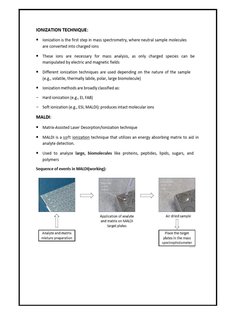 Ms - Ionization Techniques (24PHPY057014) | PDF | Mass Spectrometry ...