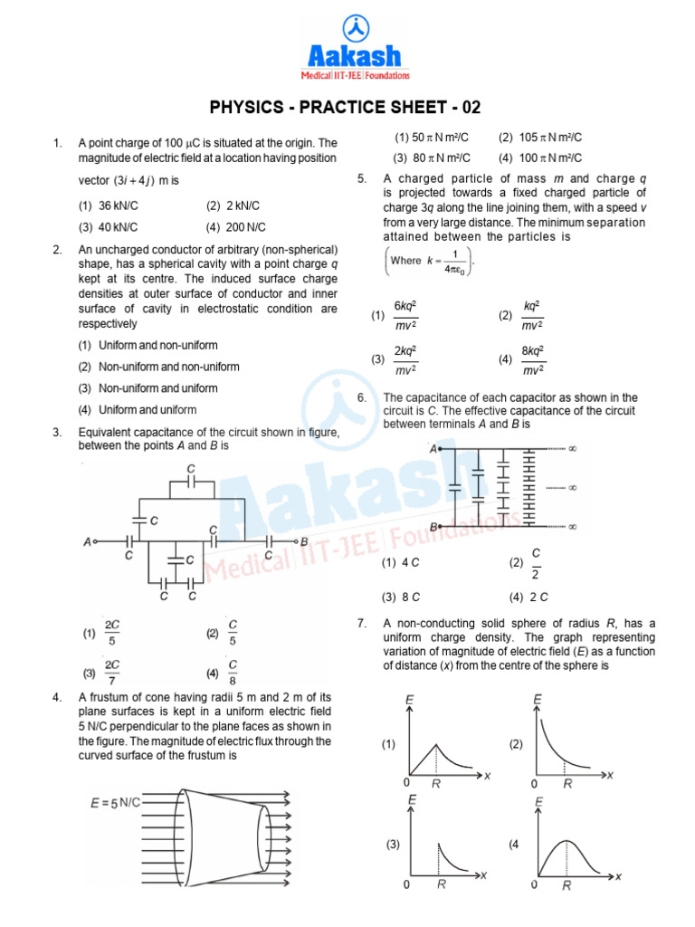 Electrostatics Practice Problems | PDF | Capacitance | Capacitor