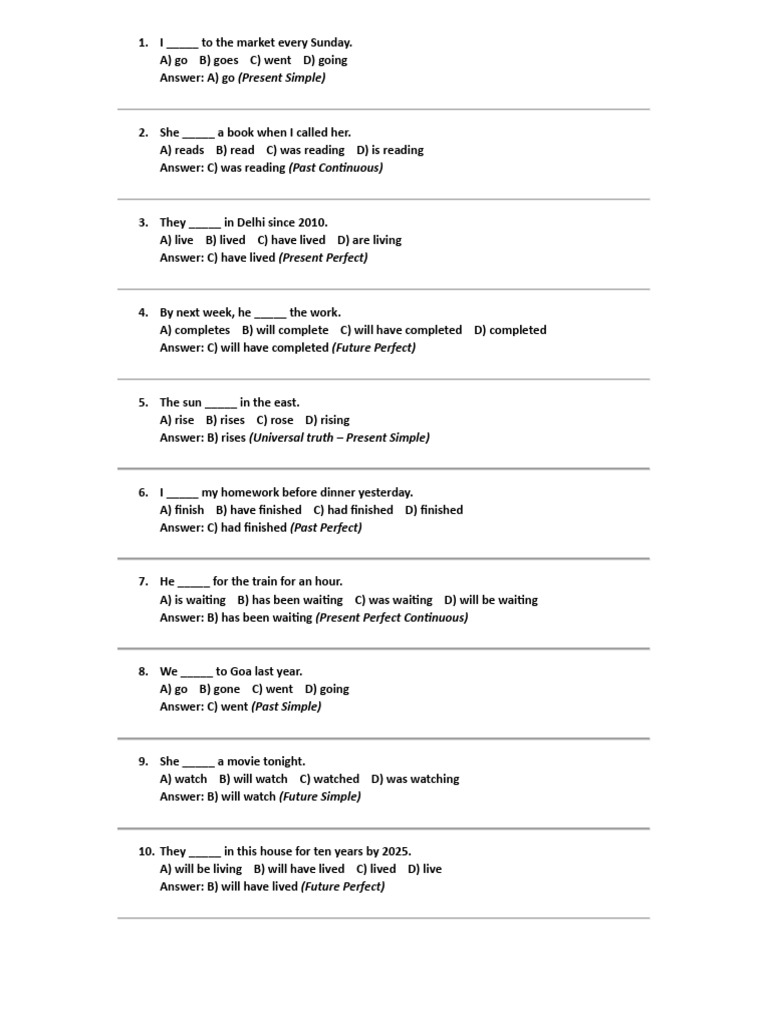 English Tenses Practice Quiz | PDF | Chess Openings | Chess
