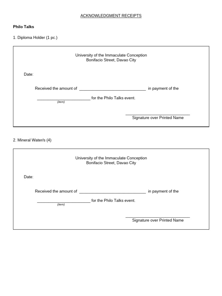 Philo Talks Event Acknowledgment Receipts | PDF