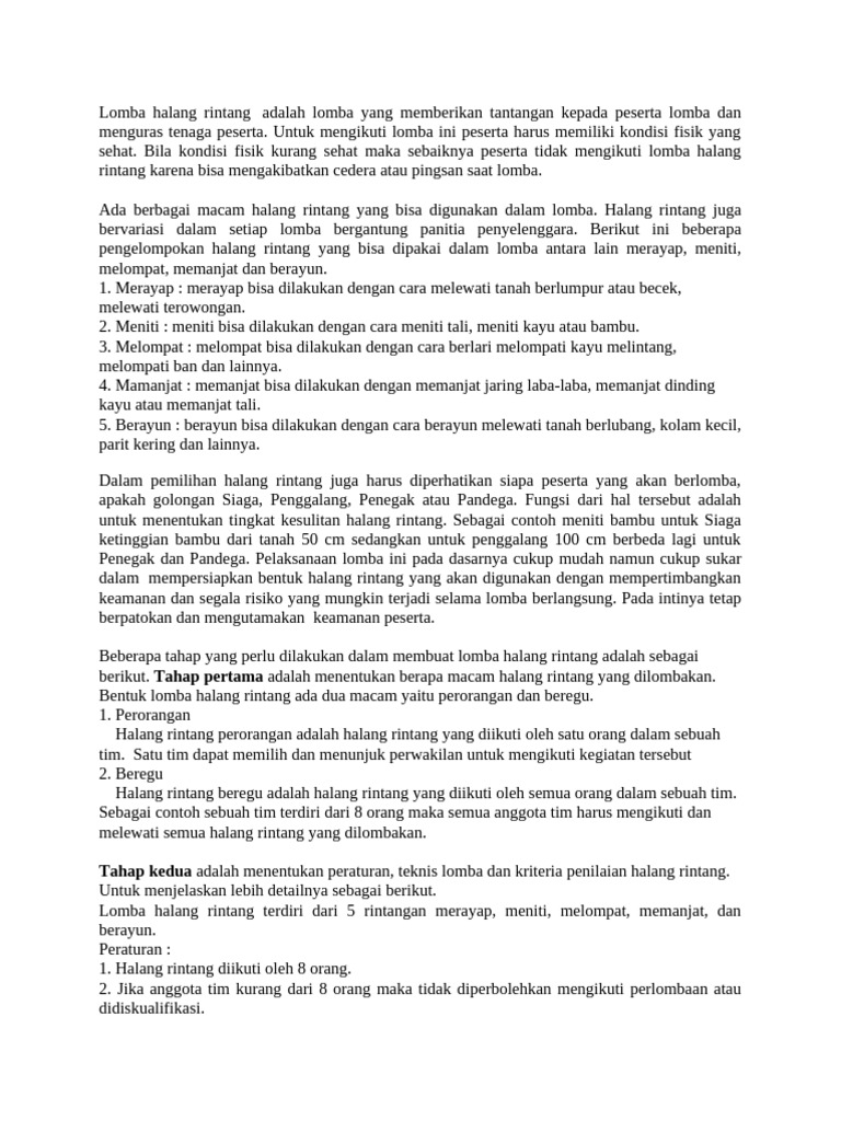 Panduan Lomba Halang Rintang Pramuka | PDF