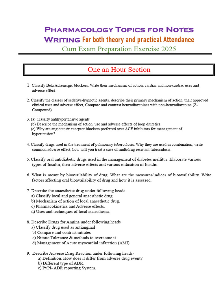 Comprehensive Pharmacology Exam Guide | PDF | Drugs | Pharmacology