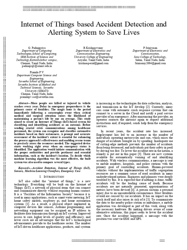 IoT Accident Detection and Alert System | PDF | Internet Of Things ...