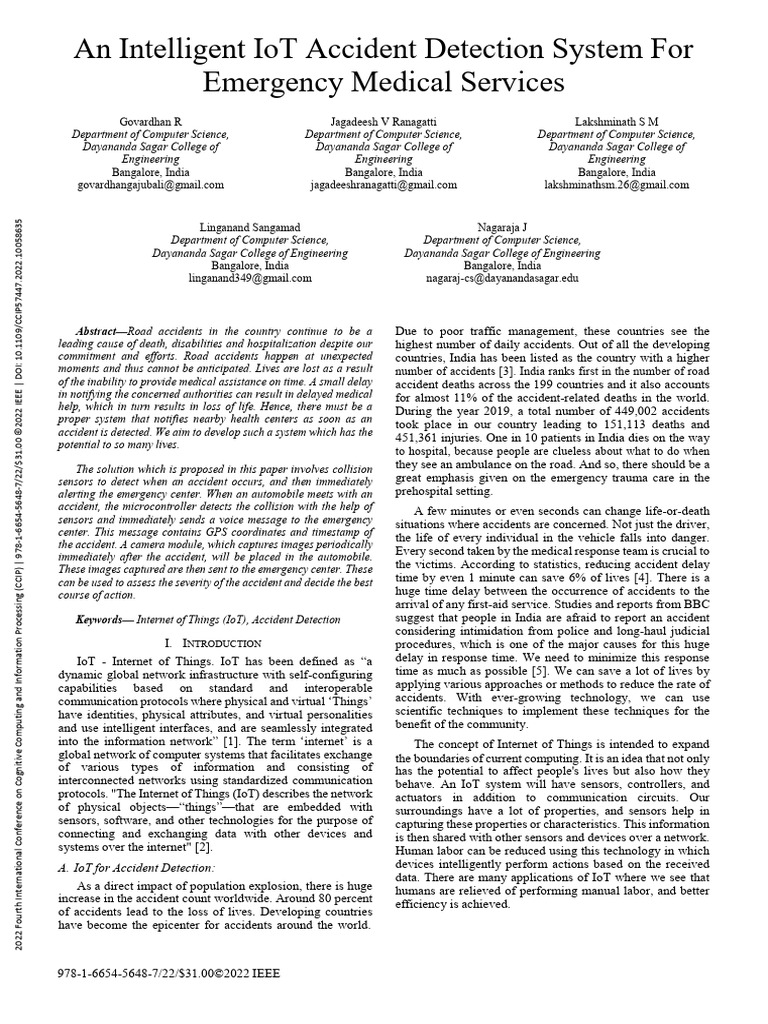 IoT-Based Accident Detection System | PDF | Computer Network | Internet ...