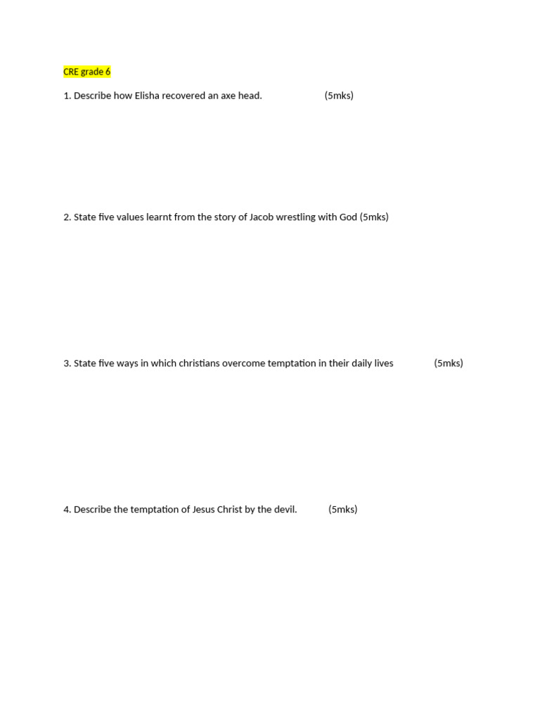 CRE Grade 6 | PDF