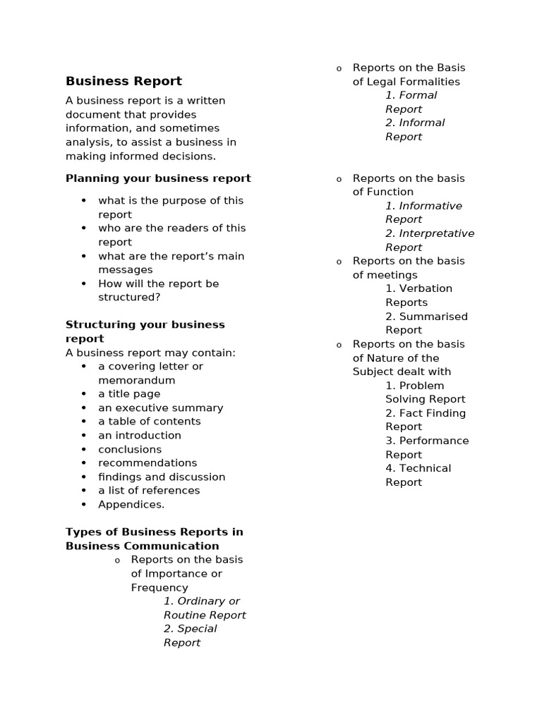 Types of Business Reports Explained | PDF