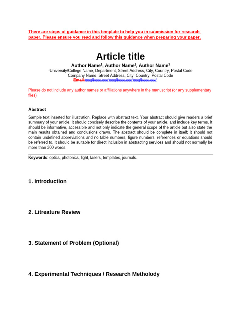 Research Paper Submission Guidelines | PDF | Abstract (Summary)
