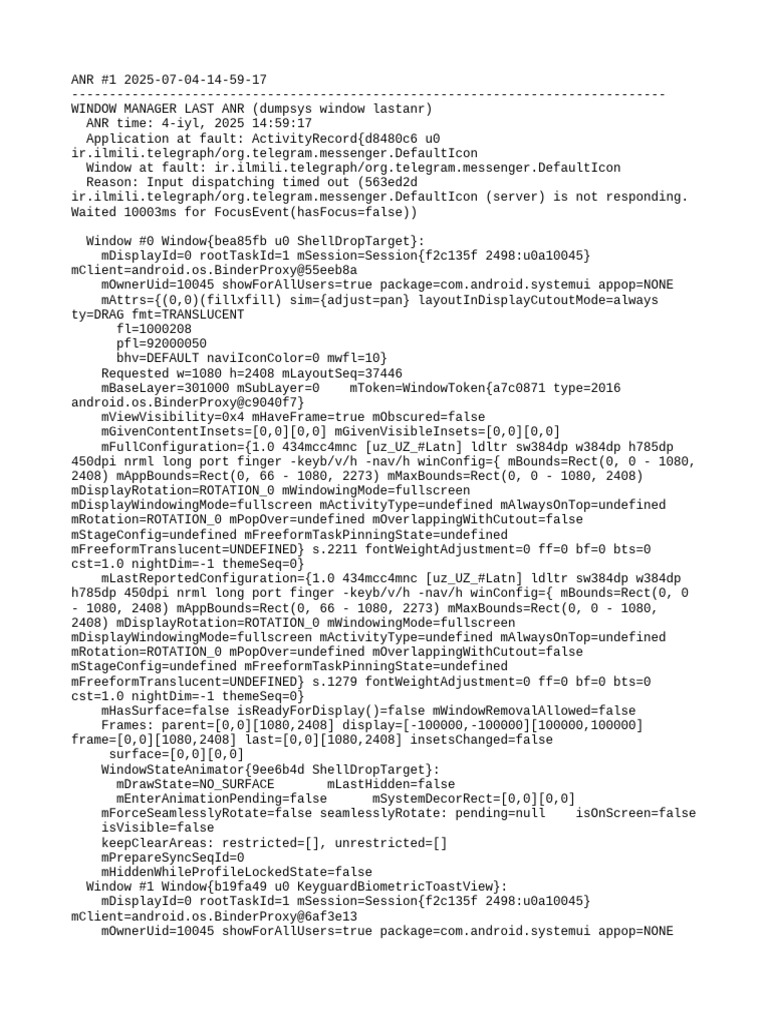 ANR Report for Telegram App 2025 | PDF | Arm Architecture | Mobile Phones