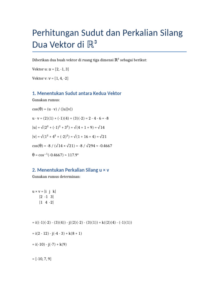 Sudut dan Perkalian Silang Vektor R3 | PDF