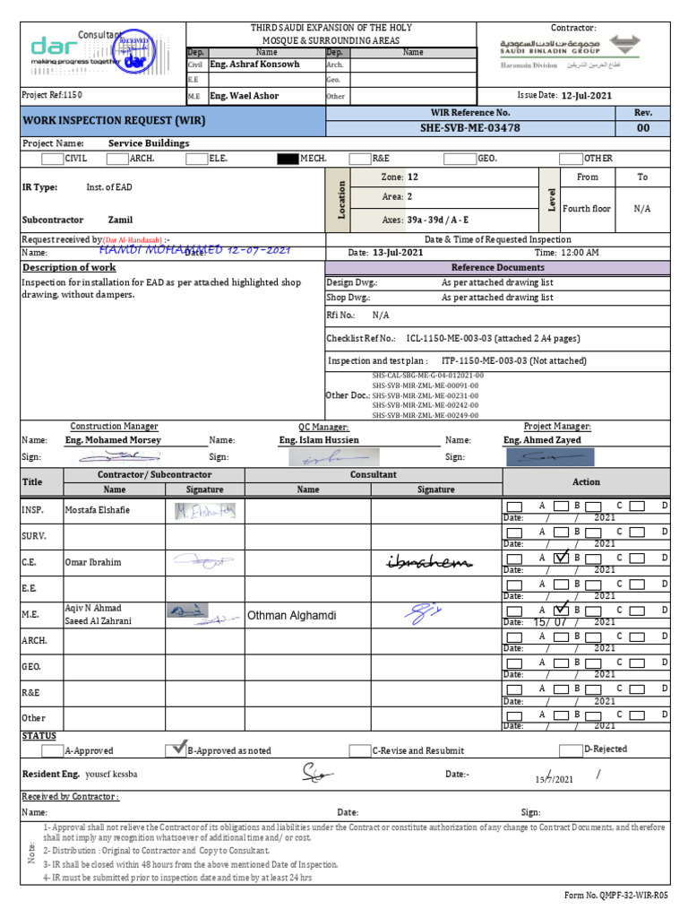 Work Inspection Request for Duct Installation | PDF | Duct (Flow ...