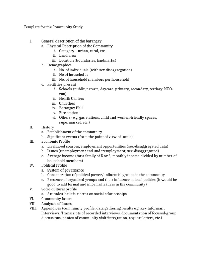Community Study Template Guide | PDF