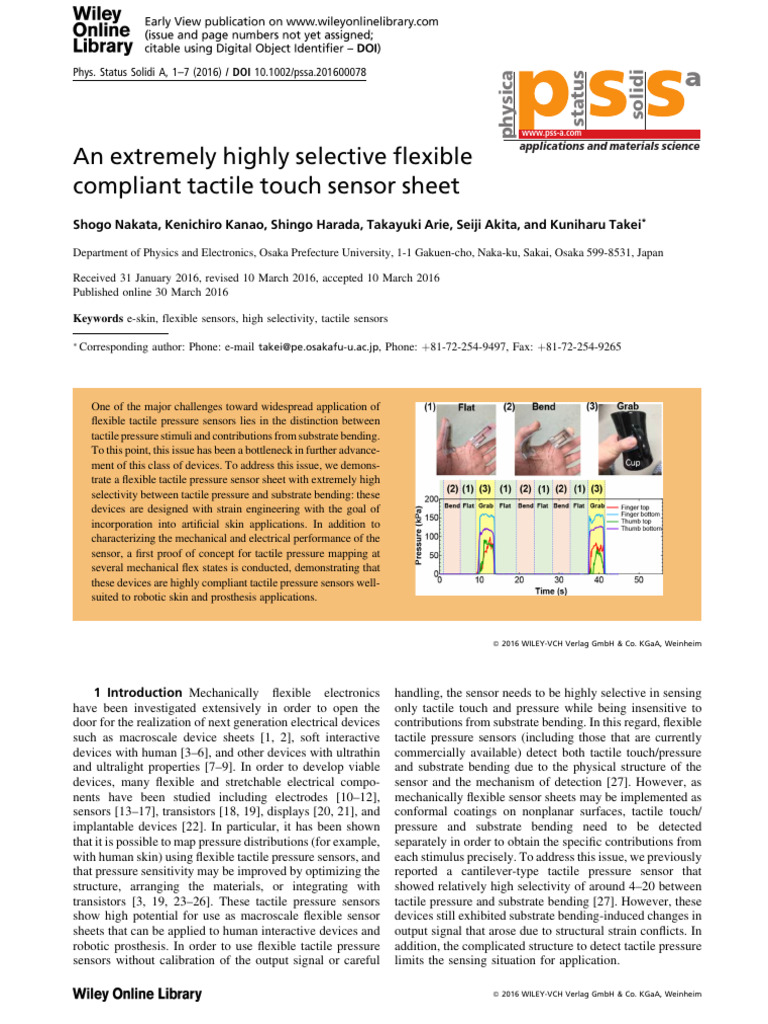 Highly Selective Flexible Tactile Sensors | PDF | Carbon Nanotube | Sensor
