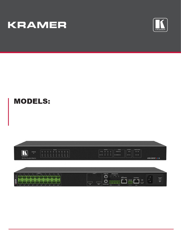 Kramer 20DSP Matrix | PDF | Amplifier | Internet Protocols
