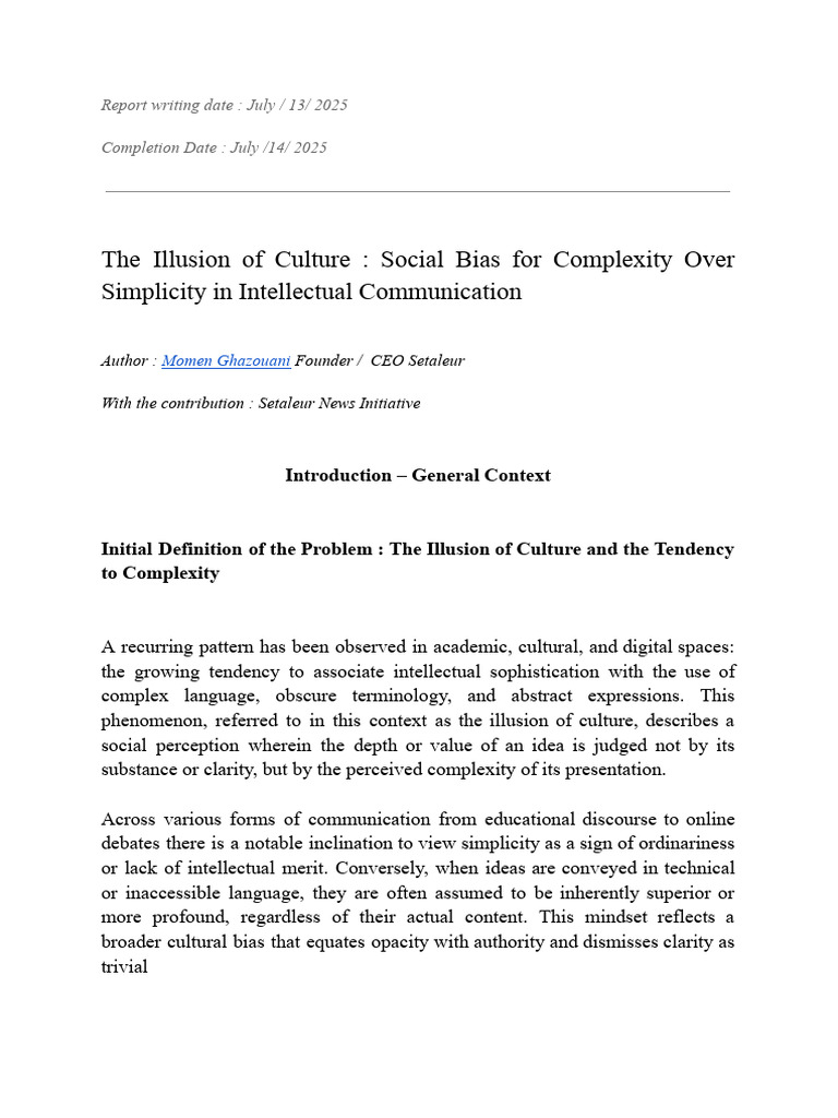 The Illusion of Culture: Social Bias For Complexity Over Simplicity in ...