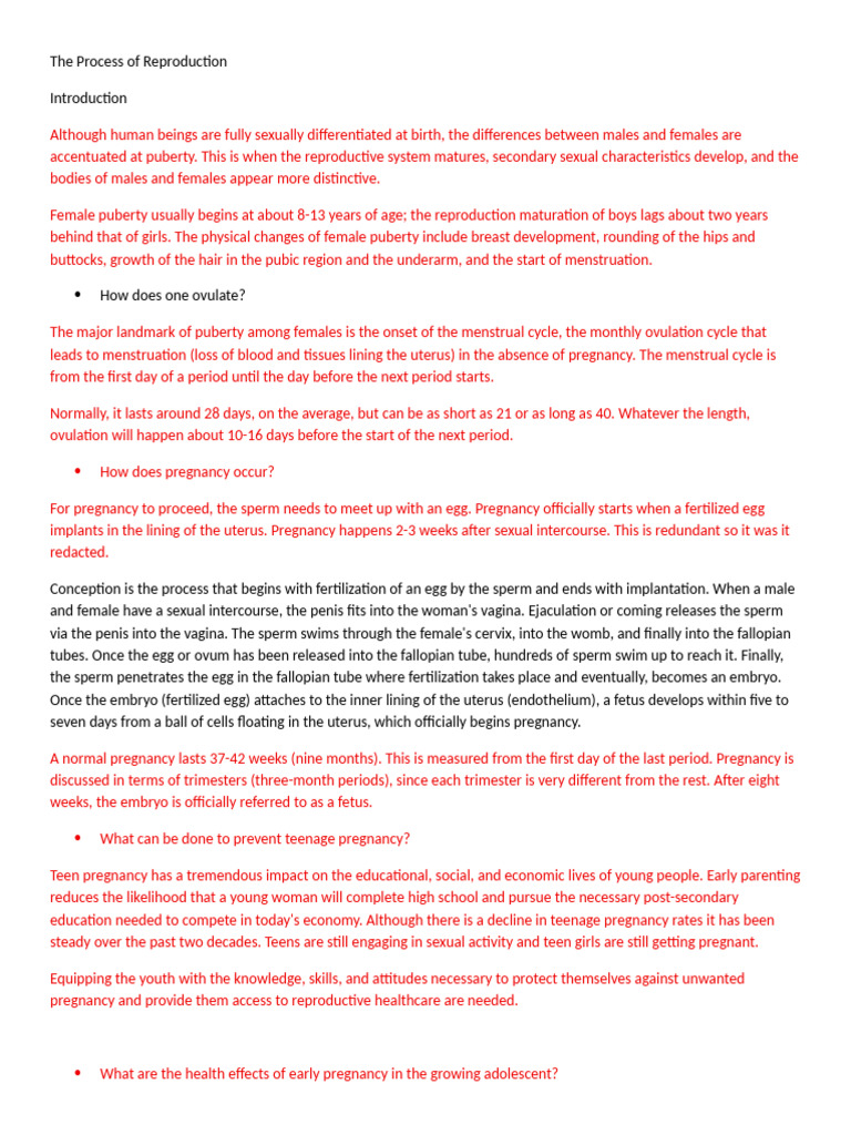 Understanding Human Reproduction Process | PDF | Human Reproduction ...