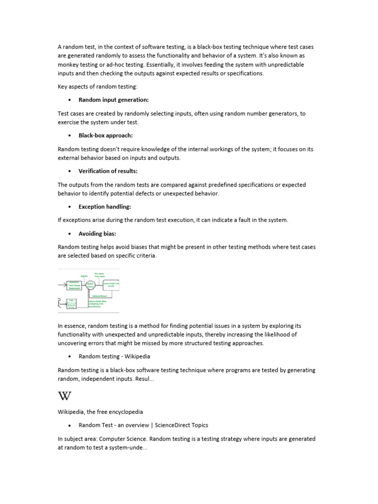 Random Testing in Software Assessment | PDF