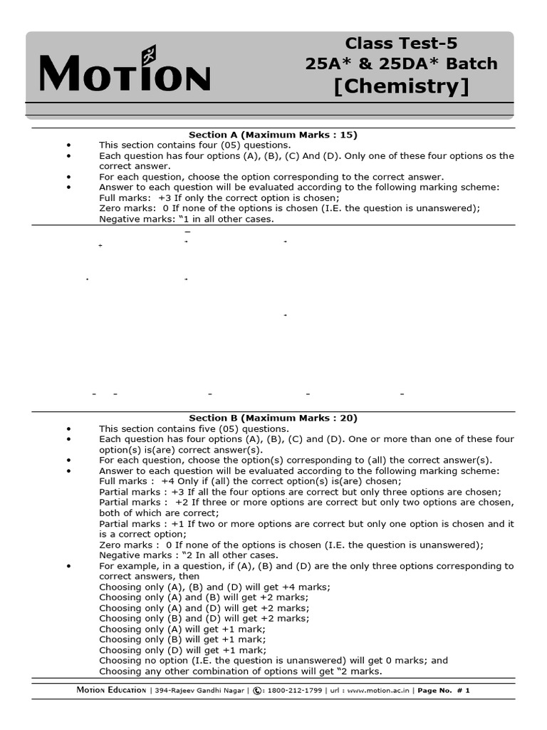 Chemistry Class Test Questions and Answers | PDF | Coordination Complex ...