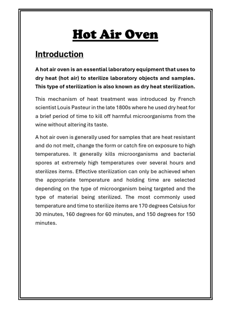 HAO Assg | PDF | Sterilization (Microbiology) | Convection
