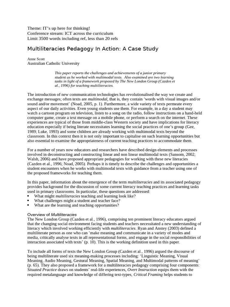 Multiliteracies in action | PDF | Human Communication | Learning