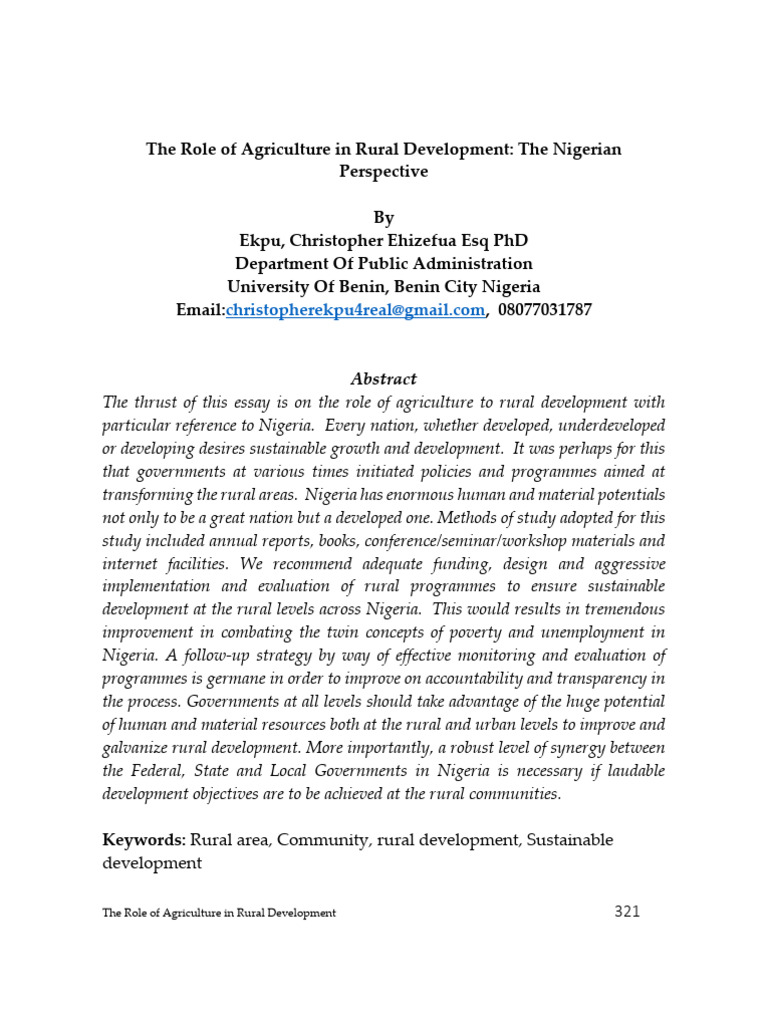 Agriculture's Role in Nigeria's Rural Development | PDF | Nigeria ...