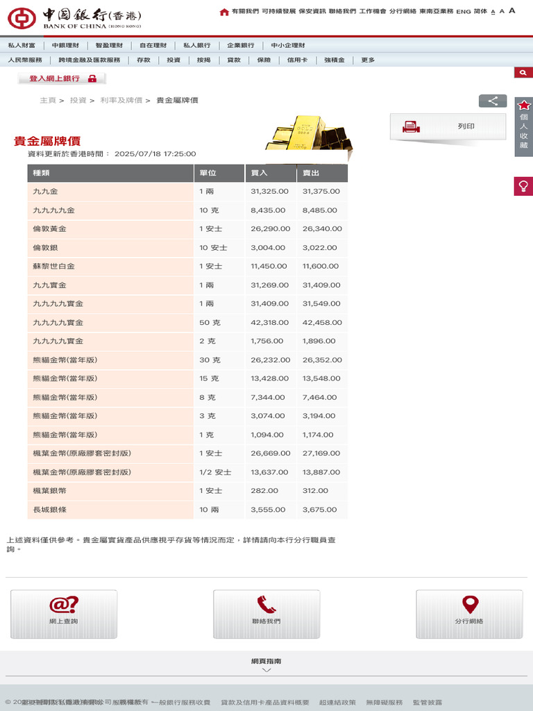 貴金屬牌價投資中國銀行(香港) 有限公司| PDF