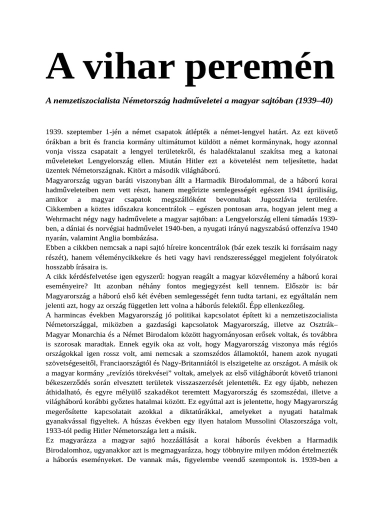 A Vihar Peremén | PDF