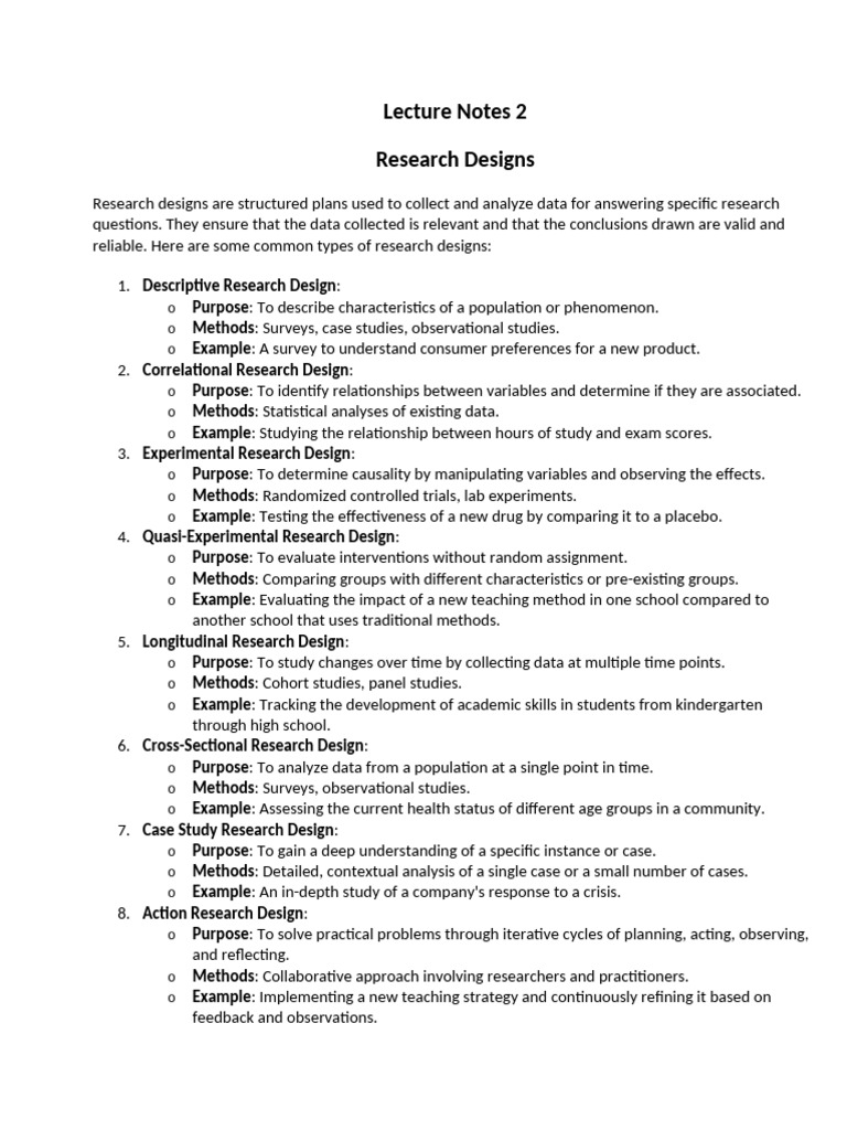 Types of Research Designs Explained | PDF | Experiment | Statistics