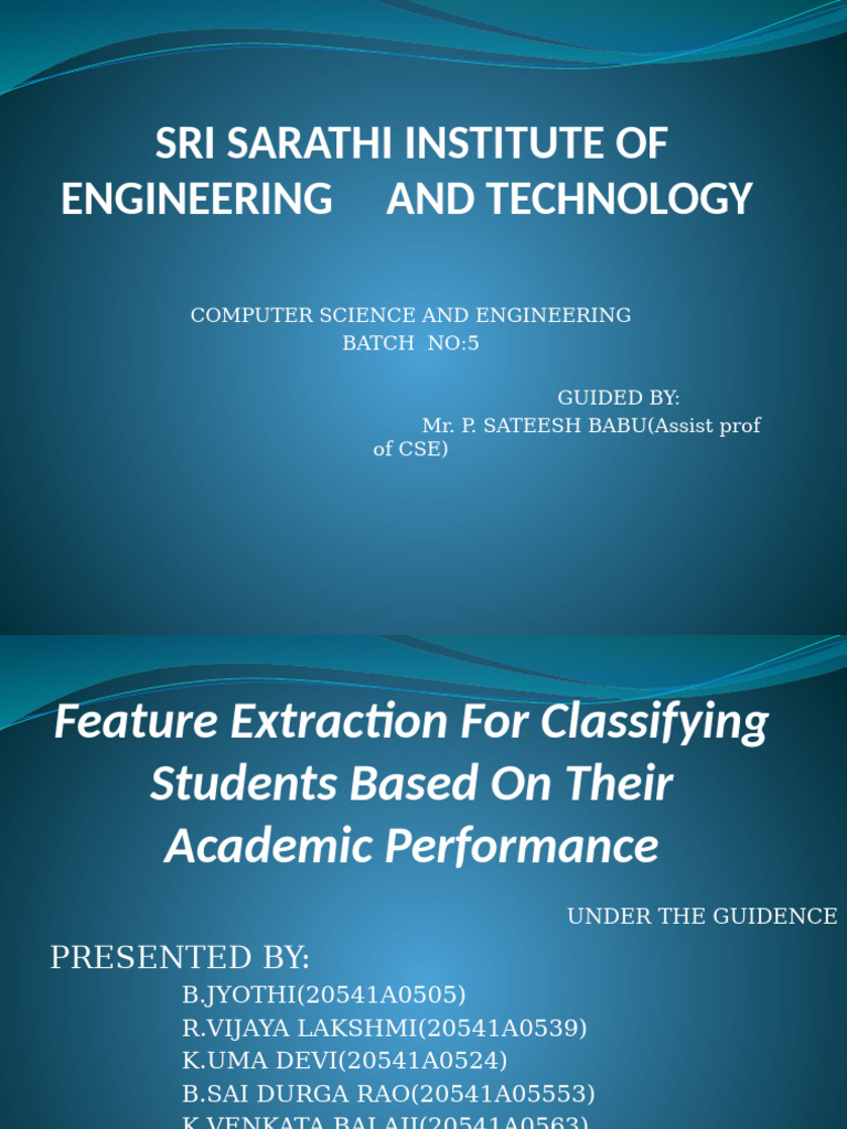 Feature Extraction for Student Performance | PDF