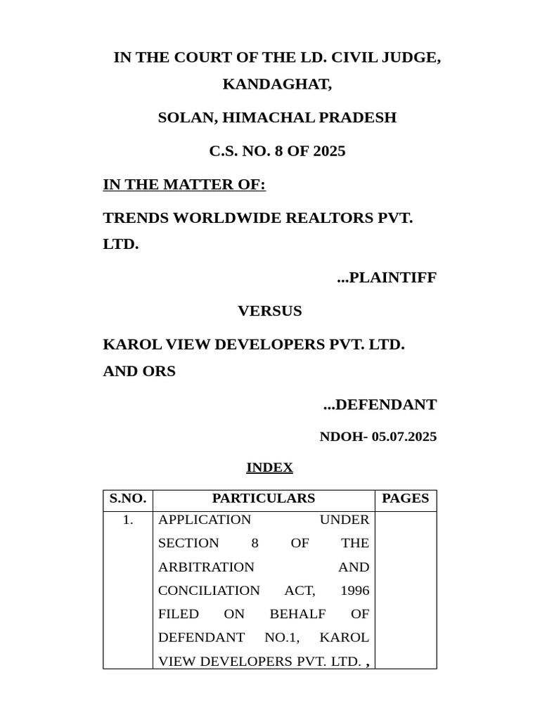 Arbitration Application in Civil Suit 2025 | PDF | Arbitration | Lawsuit