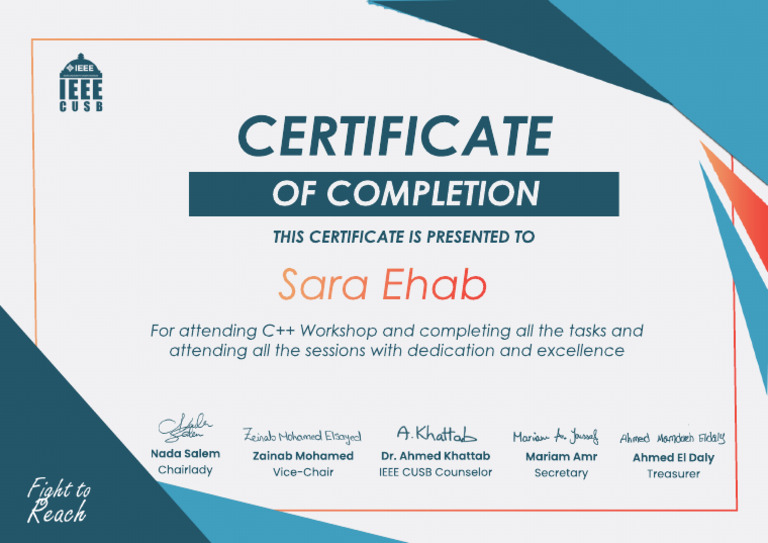 C++ Workshop Completion Certificate | PDF