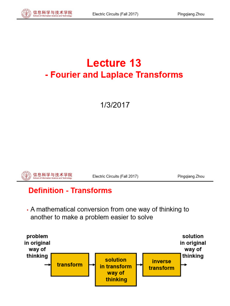 Fourier and Laplace Transforms in Circuits | PDF | Fourier Transform ...