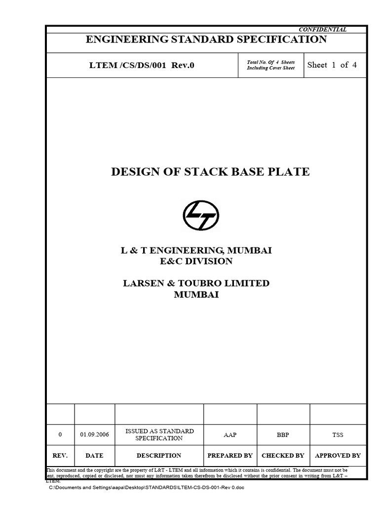Stack Base Plate Design Specification | PDF | Solid Mechanics ...