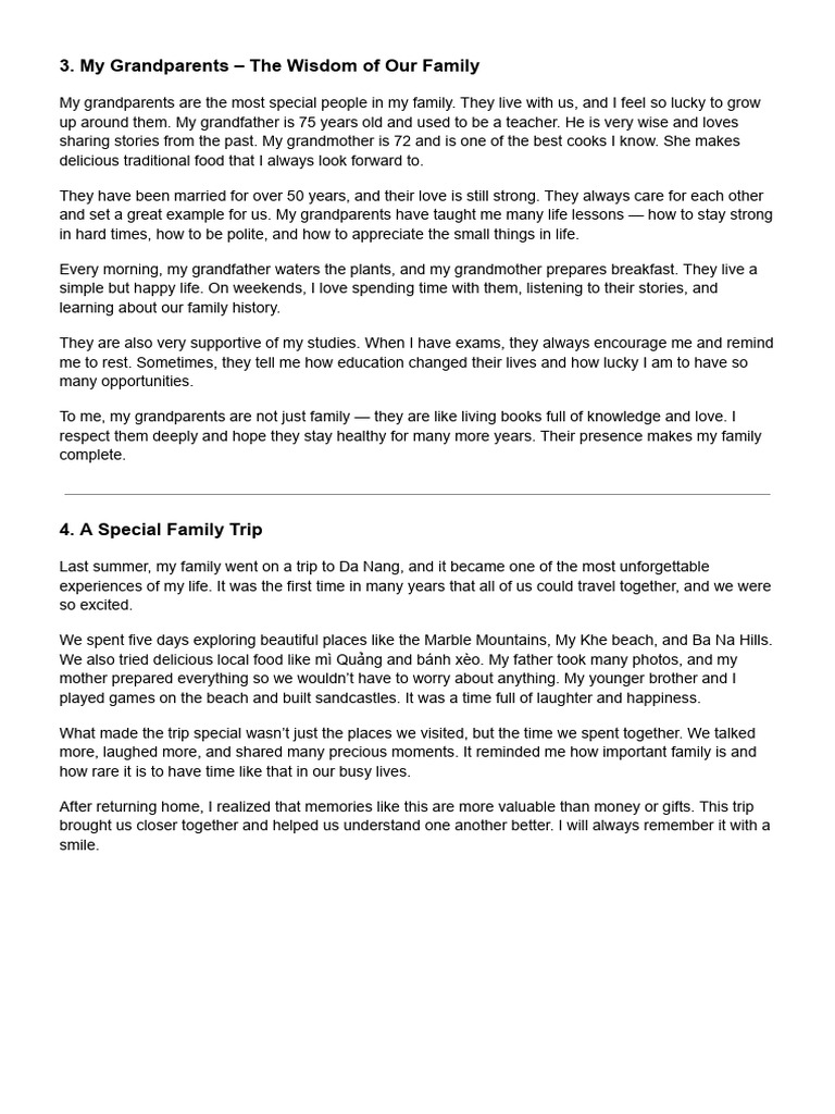 Cherished Family Moments and Wisdom | PDF