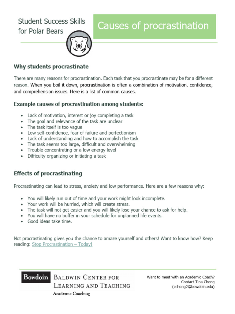 Causes and Effects of Procrastination | PDF